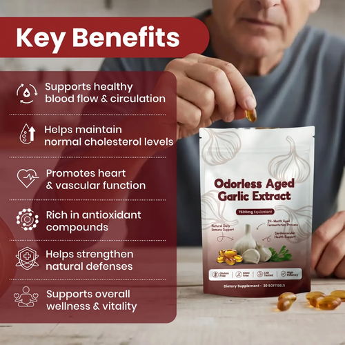 Aged Odorless Garlic Softgels - Promotes Cardiovascular Vitality