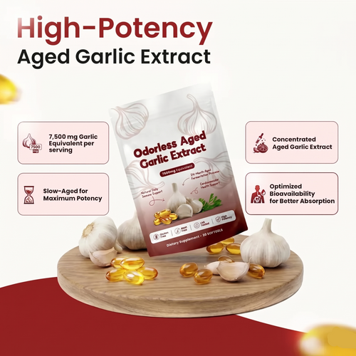 Aged Odorless Garlic Softgels - Promotes Cardiovascular Vitality
